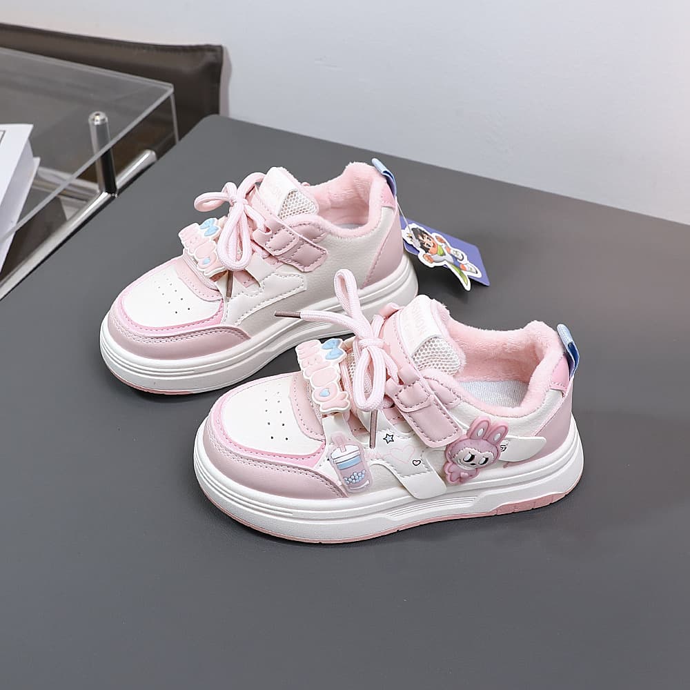 2025 Double Fleece Short Pile Girls' Cotton Shoes Children's Shoes Winter Style Warm Korean Version Children's Sneakers Trendy Wholesale 3937