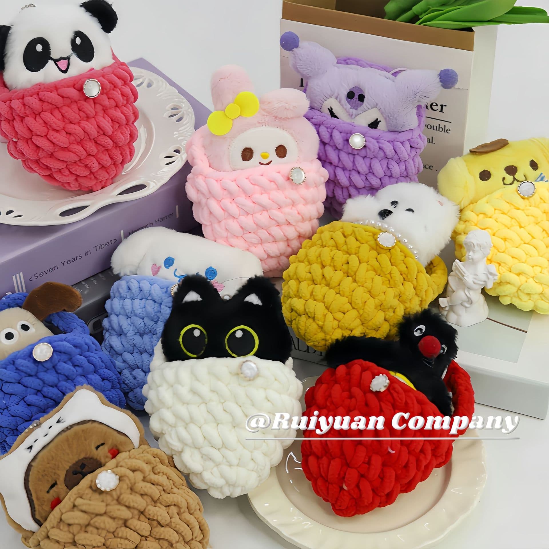 Hello Kitty Cartoon Crossbody Kids Coin Purse Woven Fashion Crochet Plush Polyester Bestseller