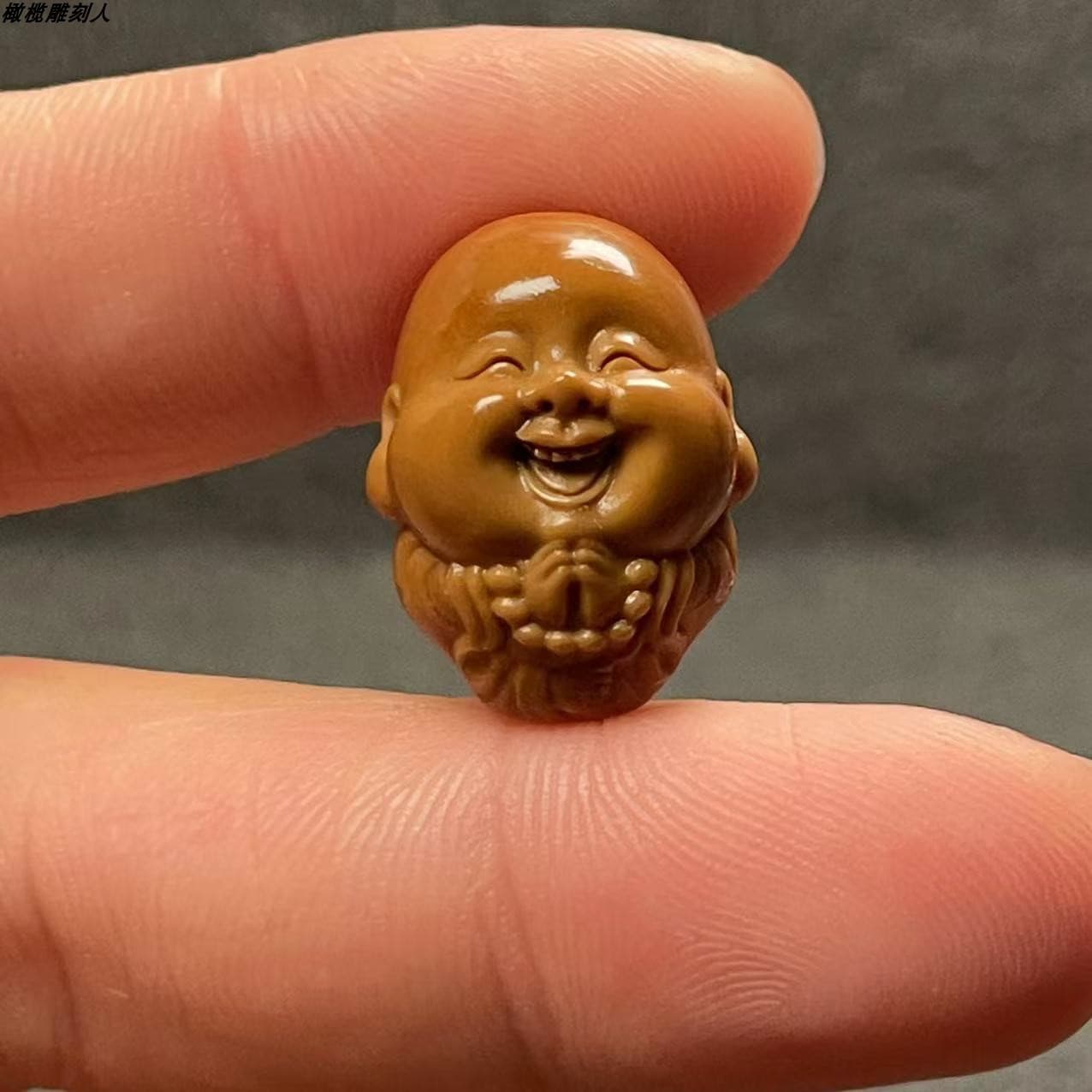 Mini Maitreya Buddha Carved Olive Pit, Single Bead Cute Niche Accessory, Compatible with Silk Flowers and Others