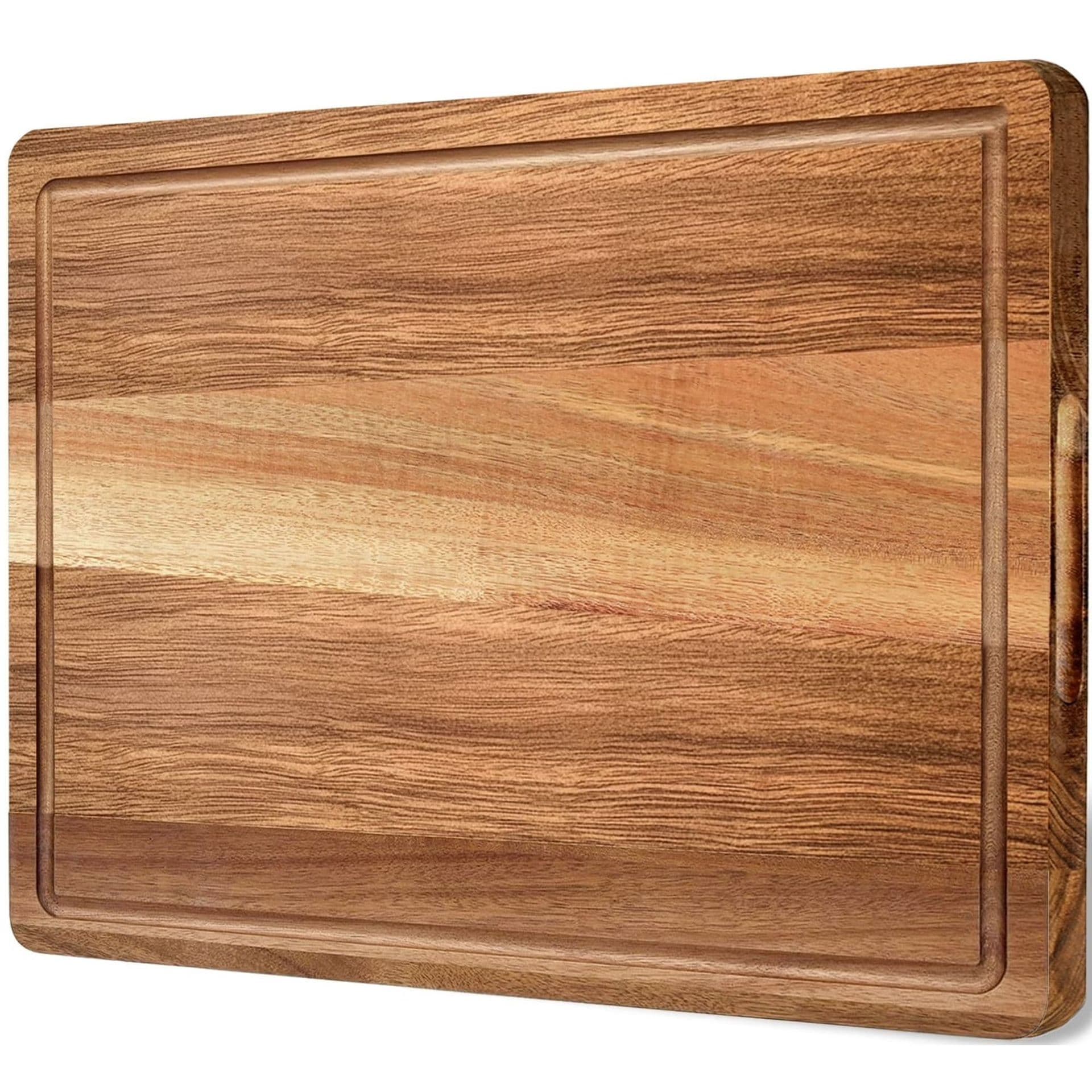 Large Acacia Wood Cutting Board Thickened Chopping Board with Juice Groove for Meat, Vegetables, and Fruits