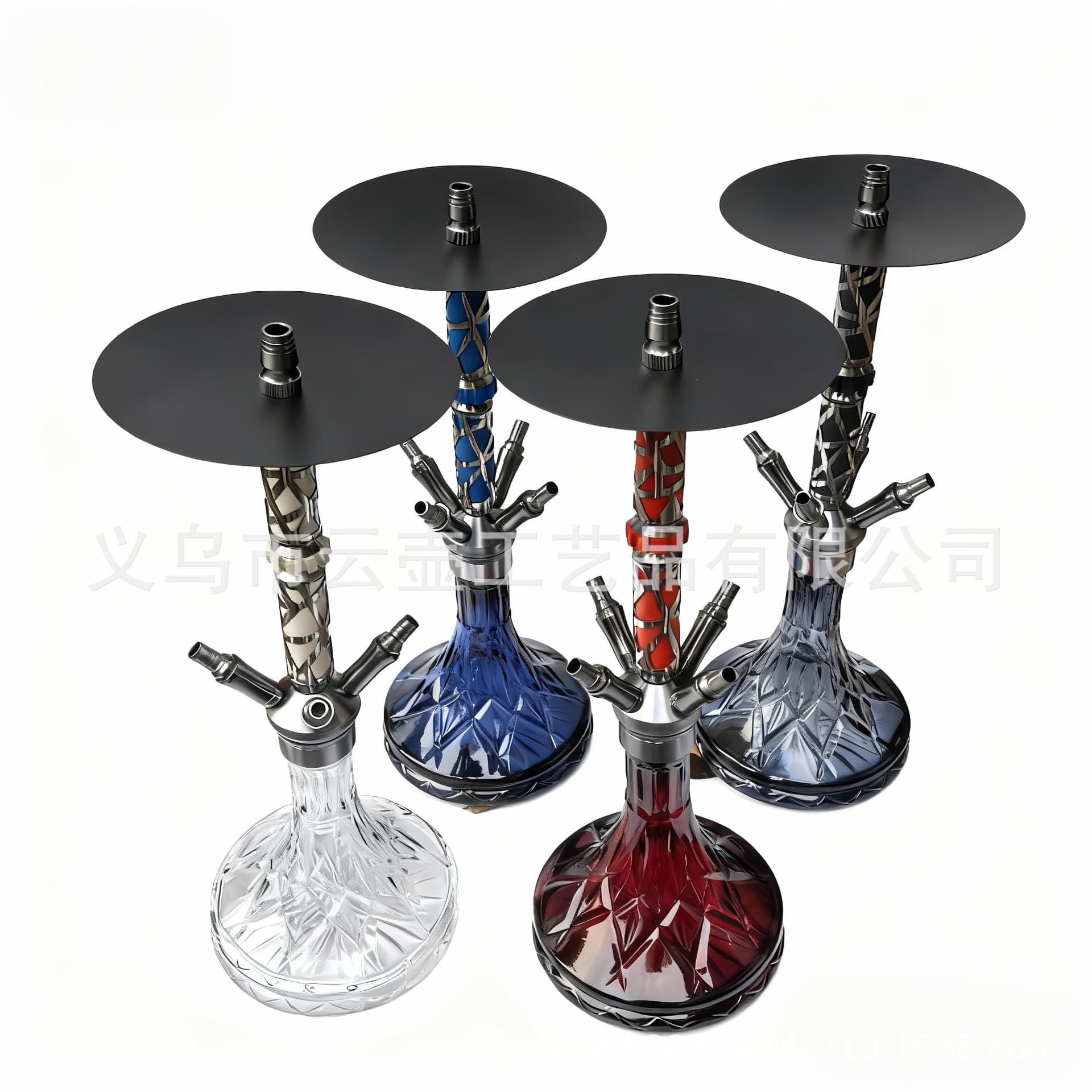 Cross-border supply medium-sized aluminum alloy double-tube four-tube hookah full set hookah shisha