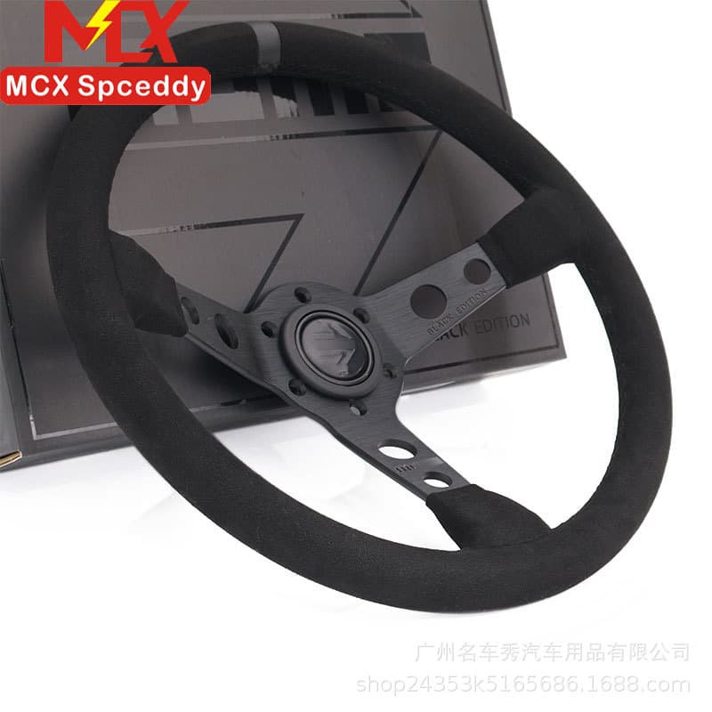 Factory Direct Car Modification P5 Steering Wheel Matte Leather 14-inch 350MM All Black Genuine Leather Racing Sport Concave