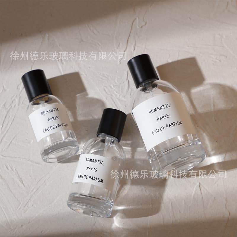 Simple Transparent Glass Perfume Bottle 30ml 50ml 100ml Perfume Packaging Bottle 15mm Snap Cap Perfume Bottle