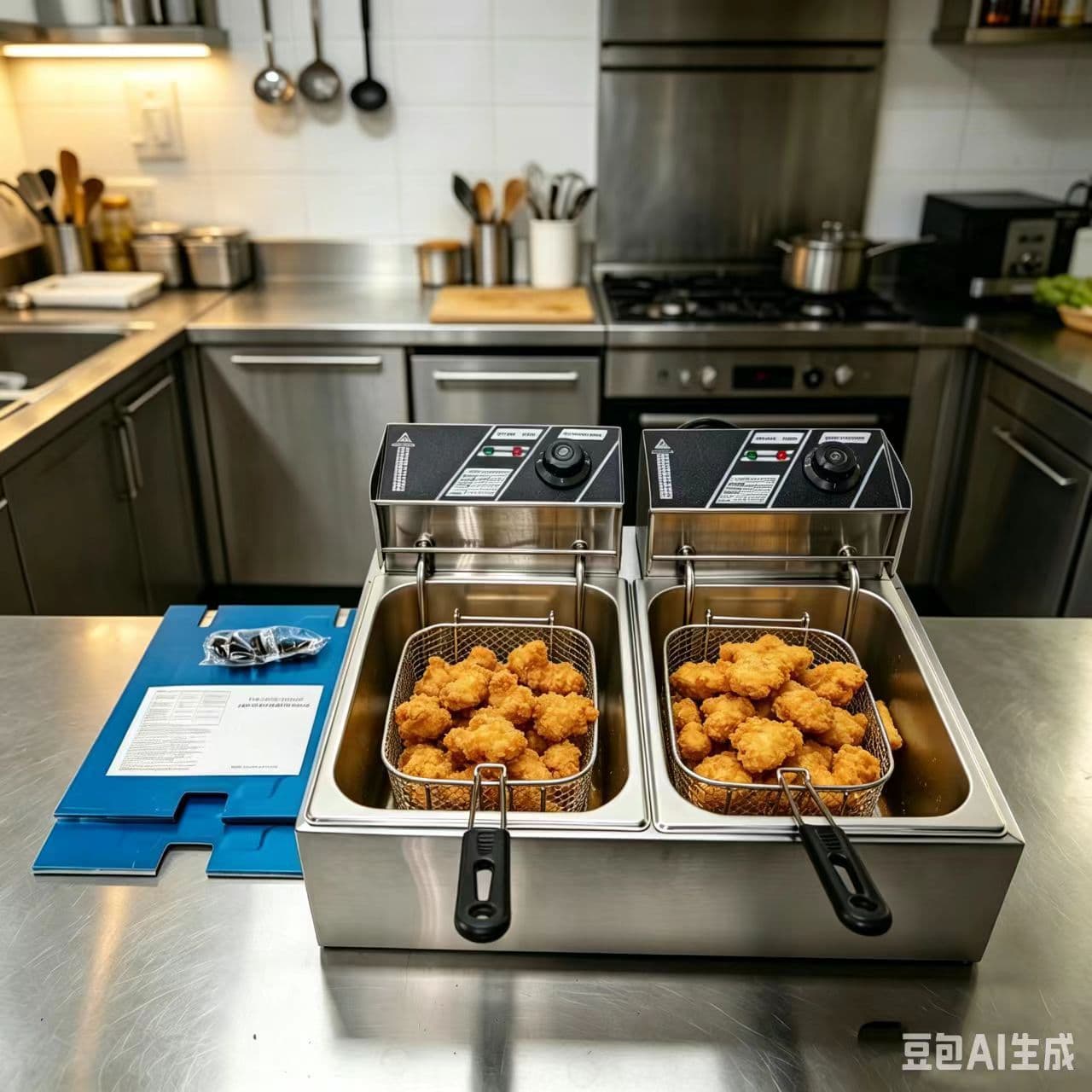 Cross-border Large Capacity Commercial Electric Fryer, Multi-functional Single/Double Cylinder Fryer for Fried Dough Sticks, French Fries, Electric Frying Machine