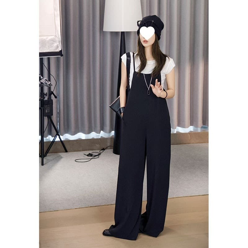 MEIYANG Drape Jumpsuit Matte and Anti-See-through_Loose Straight Overalls [Small 70]-Thursday