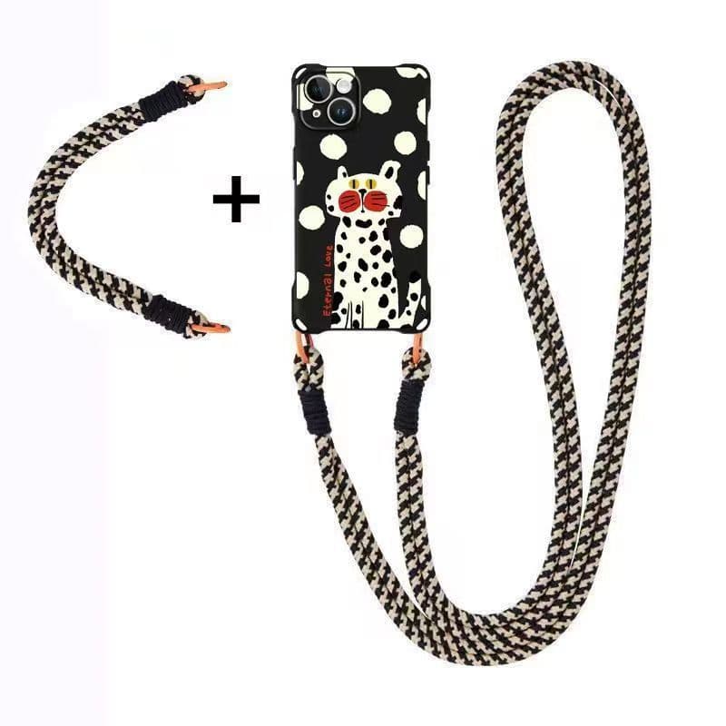 Blush Cat Compatible Apple 15 Pro Max Phone Case with Crossbody Lanyard for iPhone 13, Trendy Backpack Style for 16