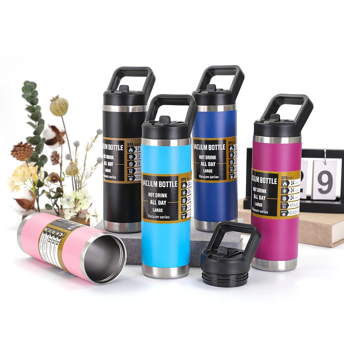 Large capacity 304 stainless steel thermos cup outdoor portable car cup sports kettle double layer portable space kettle
