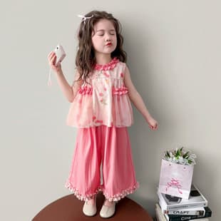 Girls' Summer Set 2026 New Style Fashionable Thin Sleeveless Girls' Clothing Korean Summer Two-Piece Set