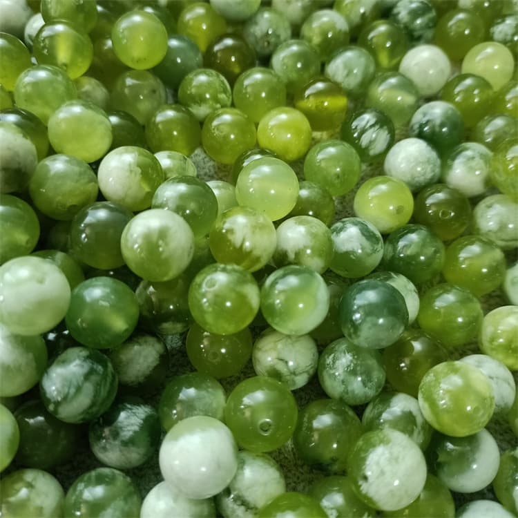 Xiuyan Jade Beads Green Grape Milk Cap Round Beads, Handmade DIY Accessories Raw Stone Wholesale Millimeter Jade Beads