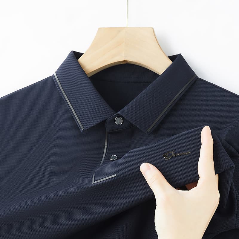 Cross-border summer ice silk short-sleeved lapel T-shirt for men 2025 new business casual breathable thin cool polo