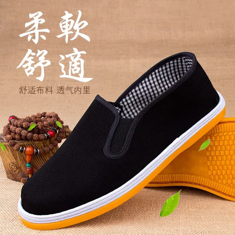 Wenxian Thousand-Layer Anti-Slip Rubber Soft Sole Casual Old Beijing Black Canvas Shoes, Men's Style Breathable Work Single Shoes Wholesale