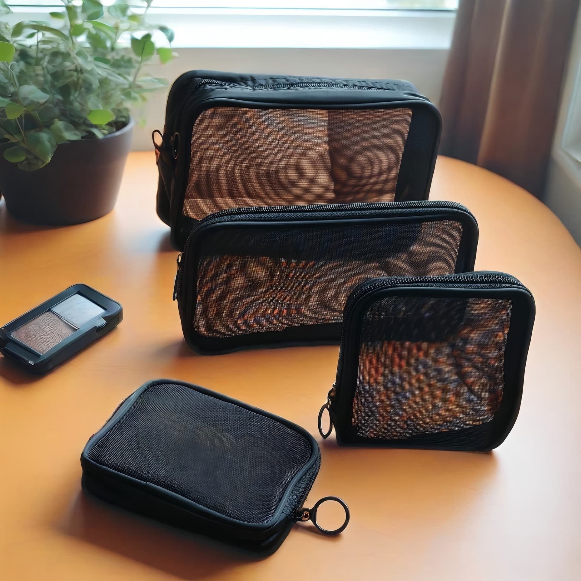 Foreign trade hot-selling nylon mesh cosmetic bag large capacity cosmetic storage bag travel portable toiletry storage bag