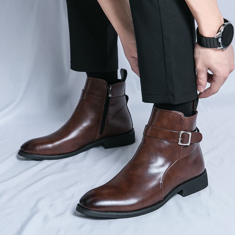 Foreign Trade 2025 New Autumn/Winter British High-Top Shiny Leather Boots, Sizes 38-47, Fashionable Casual Leather Shoes