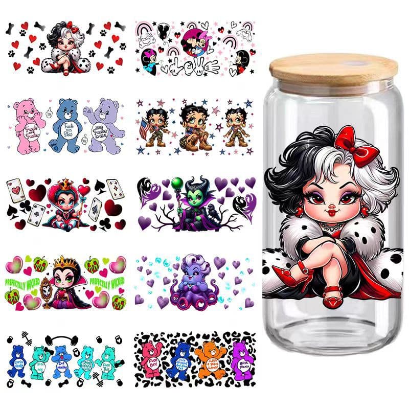 Cartoon Cross-border Cup Stickers UV Crystal Stickers Transfer Stickers Crystal Decals 16oz 20oz DTF Crystal Decal Stickers