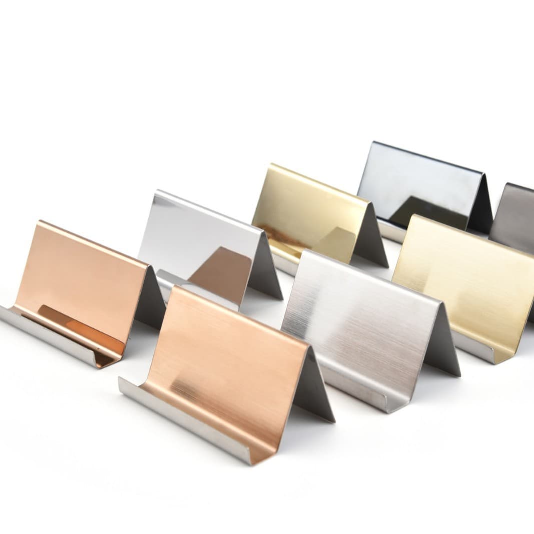 Stainless steel business card holder, 304 stainless steel desktop creative business office front desk card stand