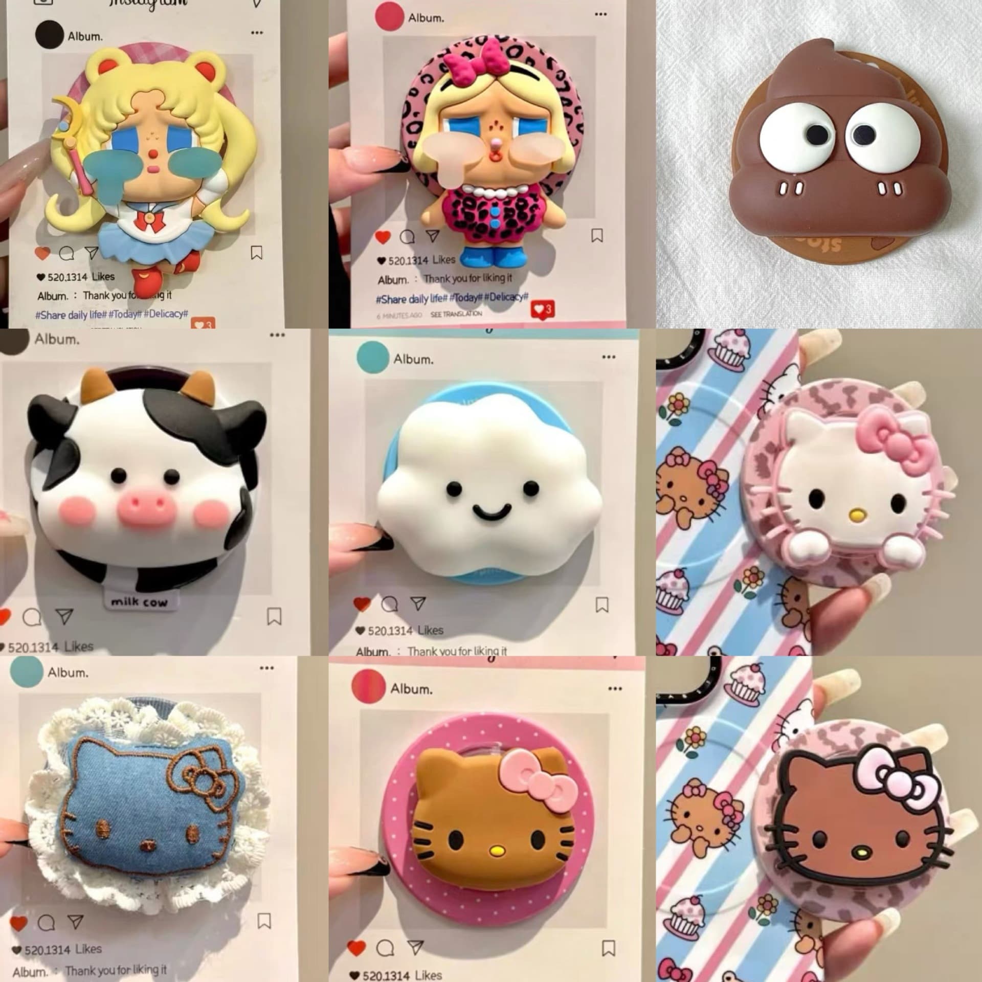 Cartoon Crying Baby Kitty Cat Silicone Compatible with MagSafe Magnetic Stand Strong Adsorption Retractable Desktop Airbag