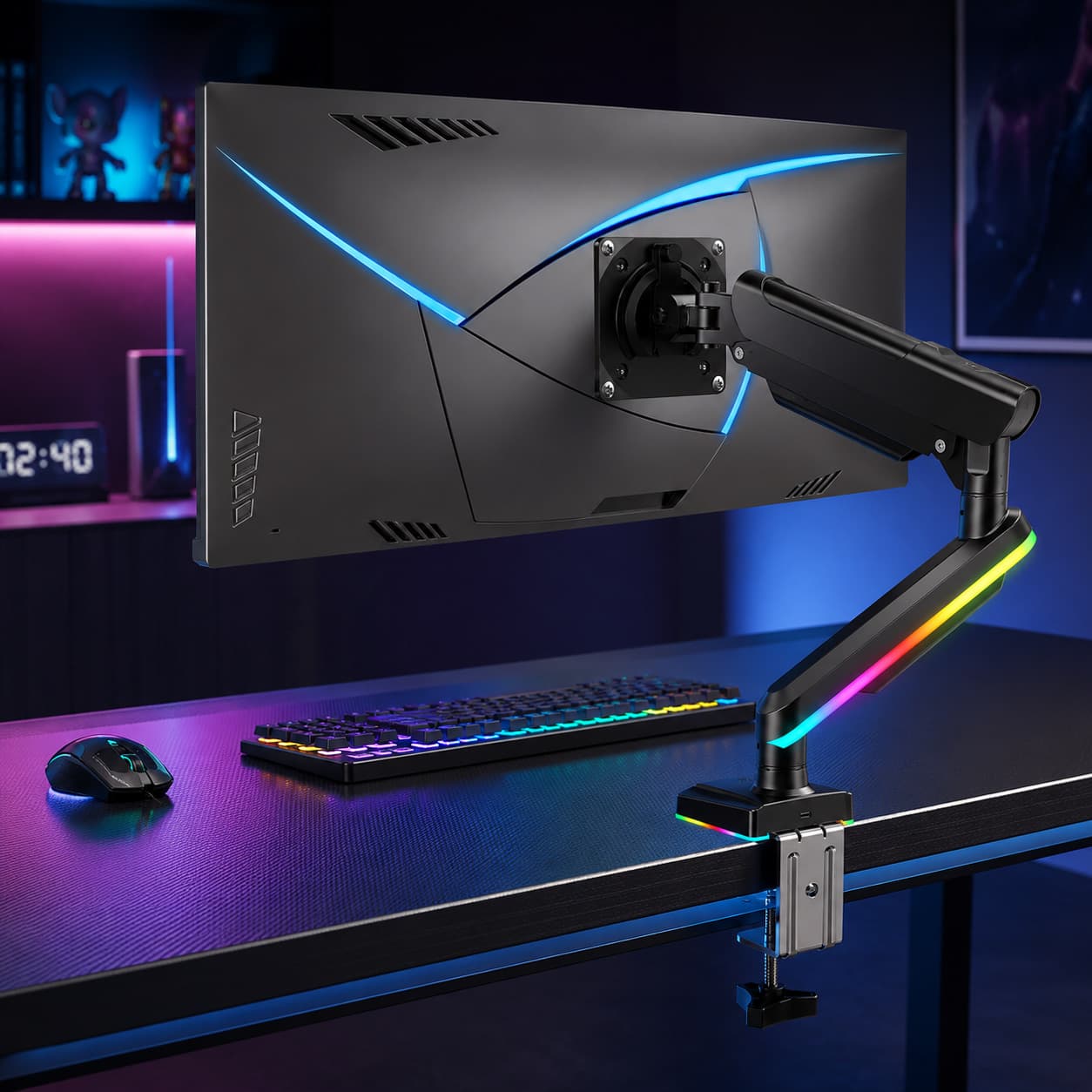 RGB Laptop Stand Rotatable Notebook Suspension Stand Monitor Stand Mechanical Arm