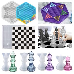 22 Styles Epoxy Resin Mold Chinese Chess International Chess Tarot Card Checkers Table Tennis Paddle Interactive Silicone Mold