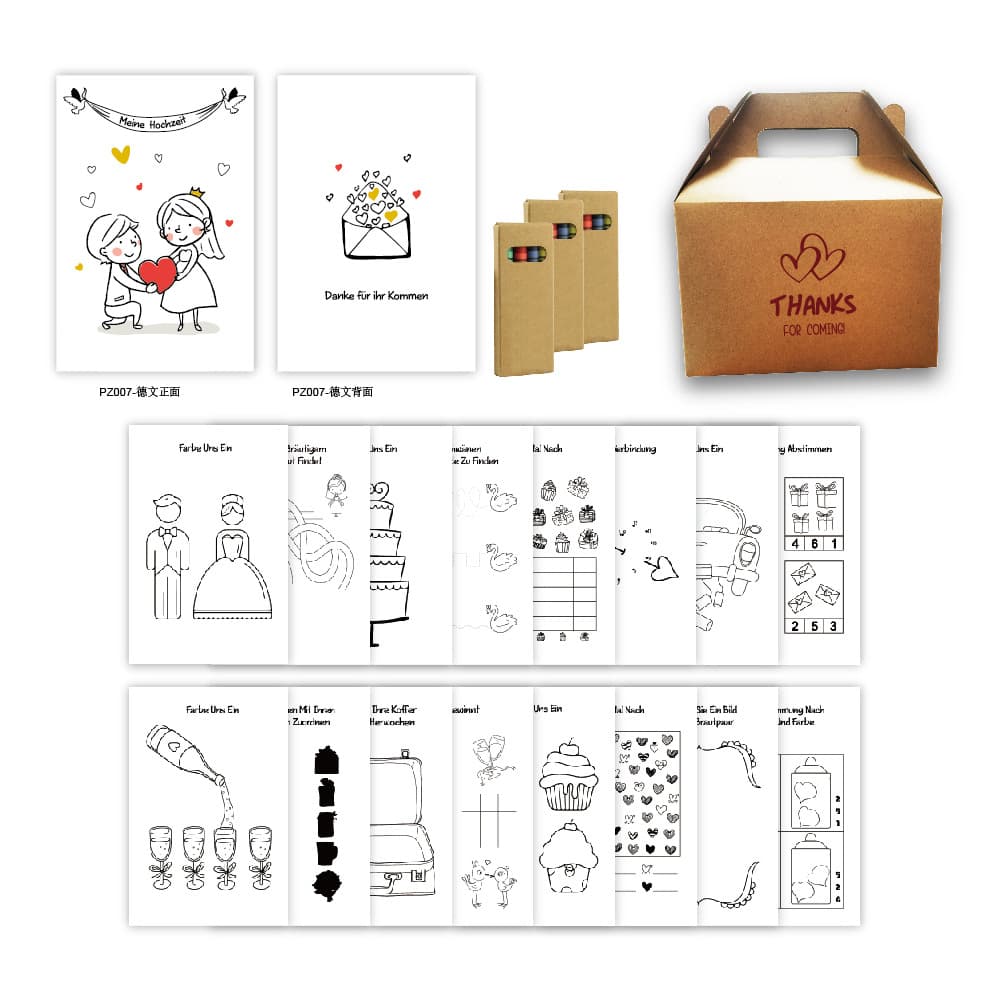 Wedding Kids Activity Book Cross-Border German Coloring Book Treasure Hunt Book Children's Wedding Coloring Book