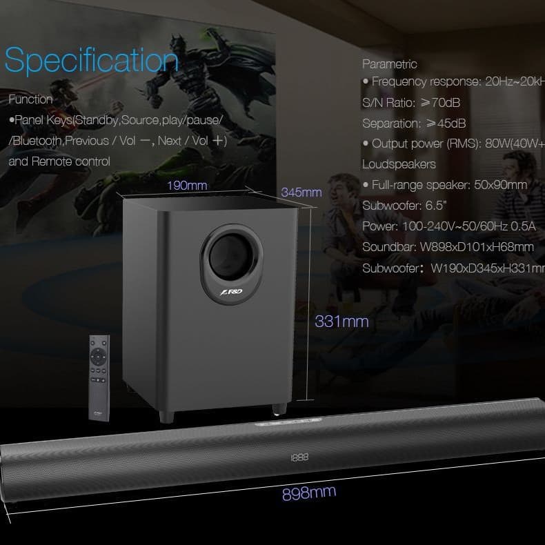 Cross-border Fenda HT-330 soundbar speaker for TVs, home theaters, subwoofers, Bluetooth speakers, multi-functional