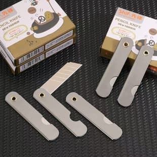 Pioneer Carbon Steel Folding Knife Student Paper Cutting Pencil Sharpening Multi-Use Knife Foldable Portable Knife Office Cutting Scissors