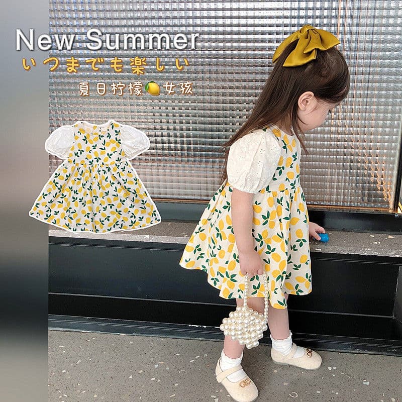 Girls Floral Dress 2026 New Pastoral Lemon Princess Dress Baby Girl Internet Celebrity Summer Dress Pastoral Style