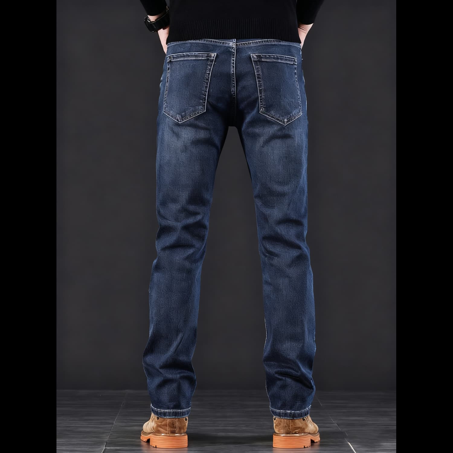 2025 Autumn/Winter New Solid Color Jeans for Men, Trendy Brand Versatile Simple Retro Casual Slim Straight Long Pants