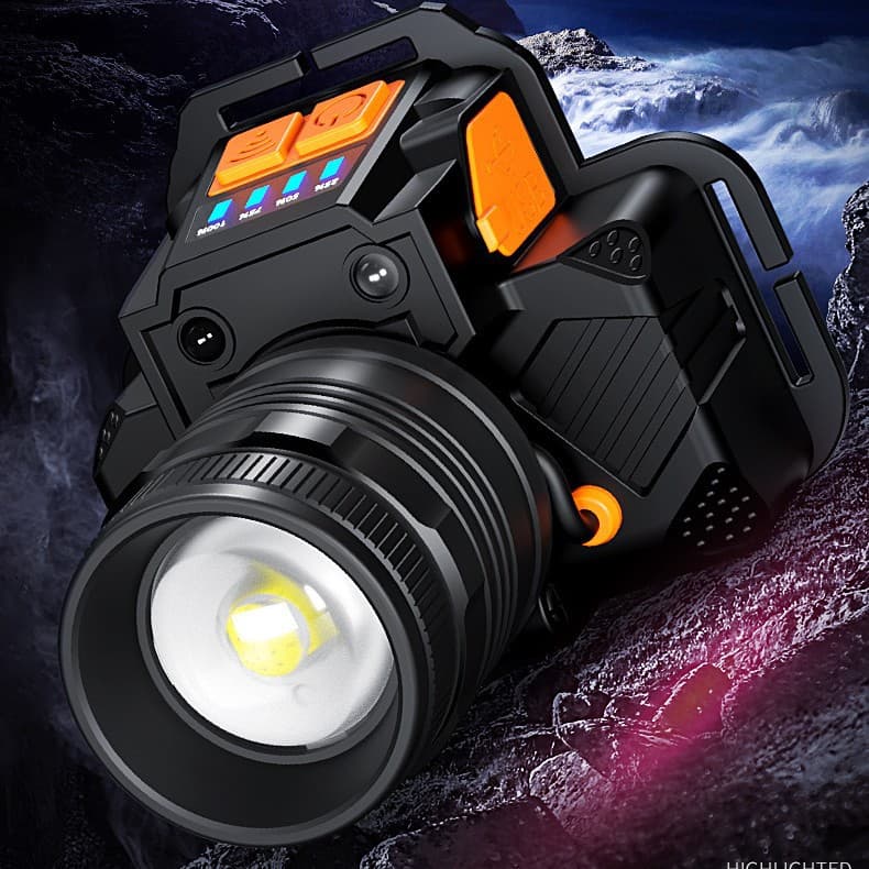 Xiaoyeren Multifunctional Lithium Battery Headlamp with Motion Sensor, USB Output, Type-C Charging, Outdoor Fishing Light, Rotatable Focus