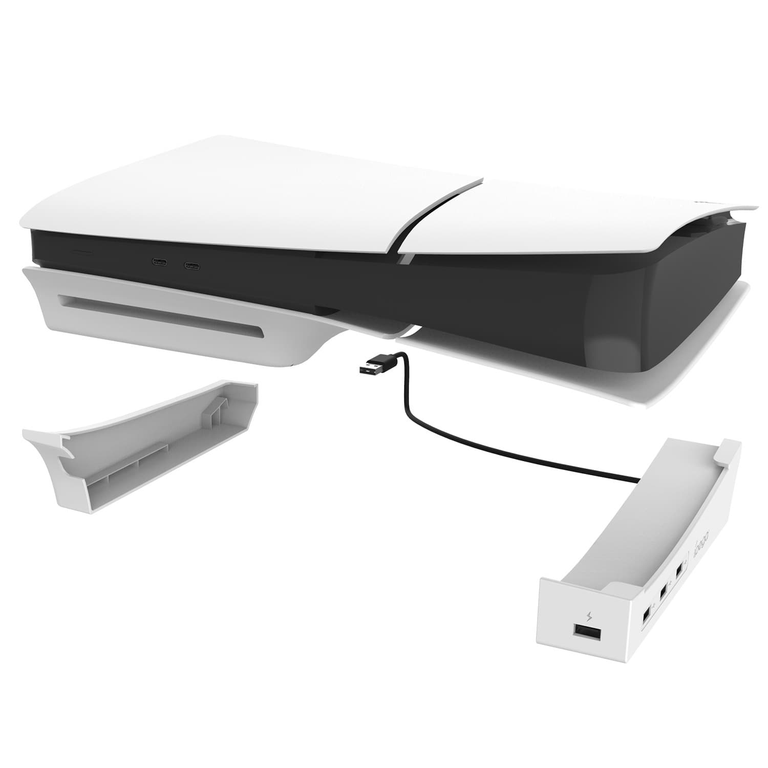 P5Slim Portable Horizontal Stand with 4 USB Ports Game Console Horizontal Storage Stand PG-P5S008