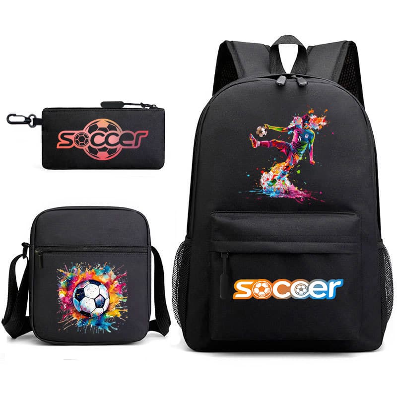 Cross-Border New Model 2026 World Cup USA, Canada, Mexico Football Sports Backpack Fan Backpack Shoulder Bag Pencil Case Three-Piece Set