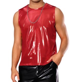 European and American style trendy men's clothing, ice silk liquid light vest, round neck breathable sexy men's T-shirt