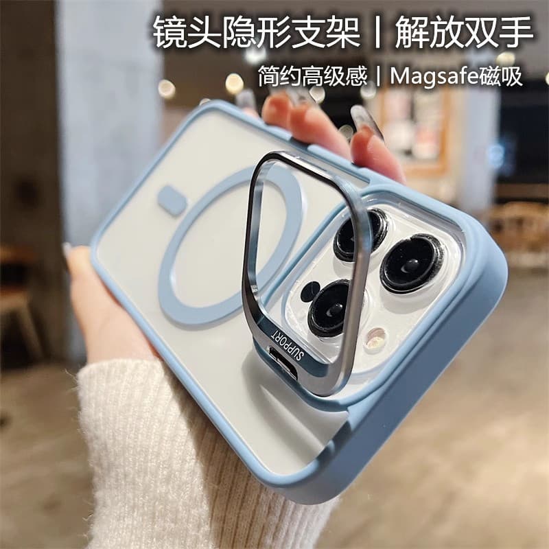 Cross-border Compatible iPhone 17 High-Transparency Magnetic Lens Bracket Phone Case with Lens Film for Apple 16 Pro Max 15