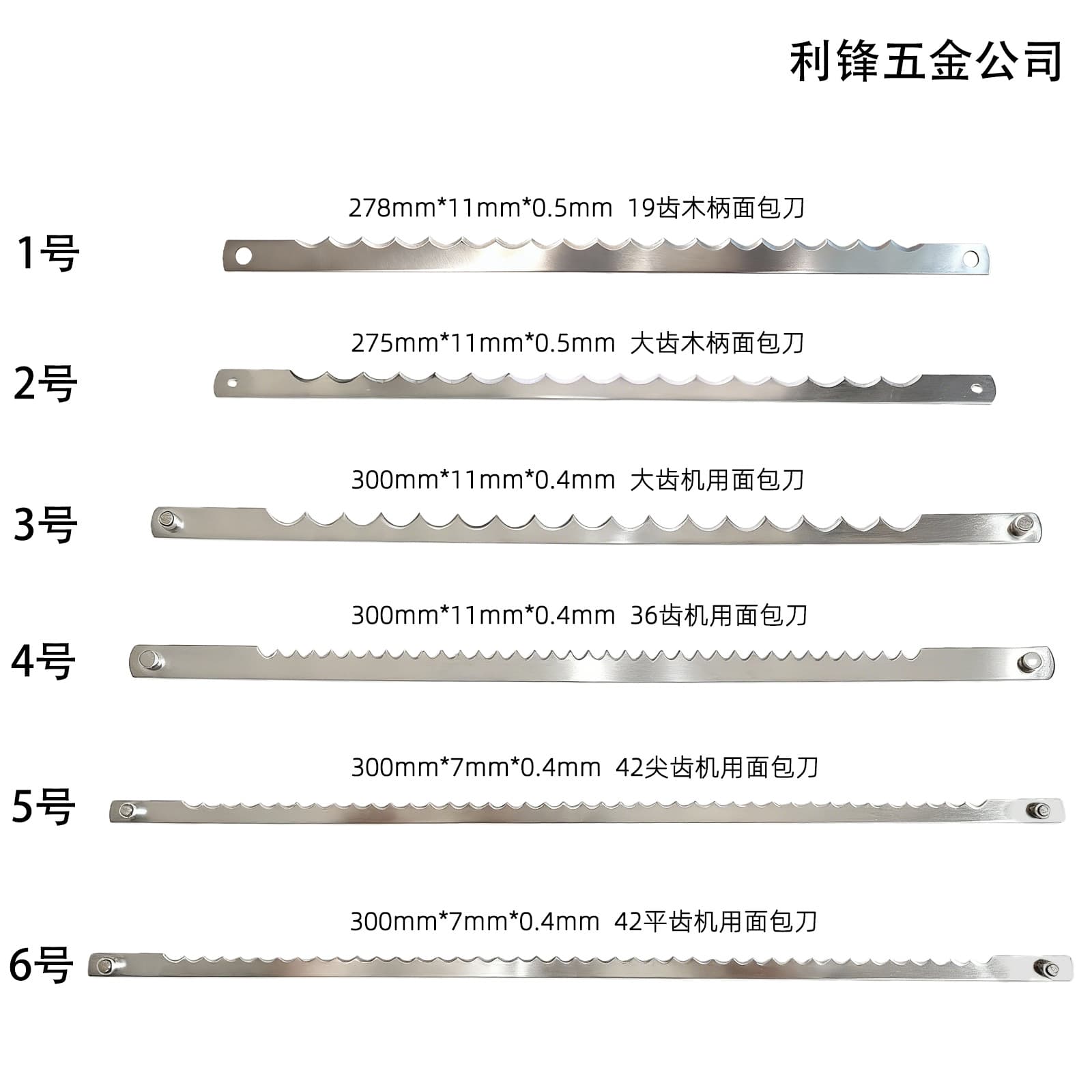 Wholesale Hand/Machine Bread Knife Blades in Multiple Specifications, Stock Available, Cake Knife Blades, Flexible Serrated