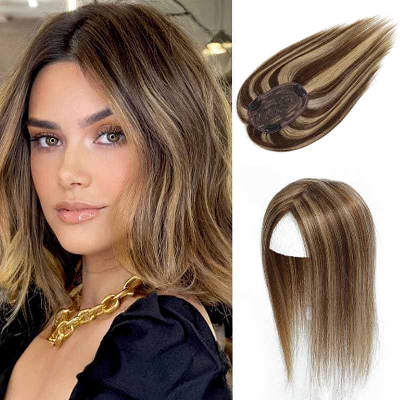 Real hair one-piece head reissue piece invisible seamless cover white hair bangs straight hair reissue piece wholesale 7x10cm