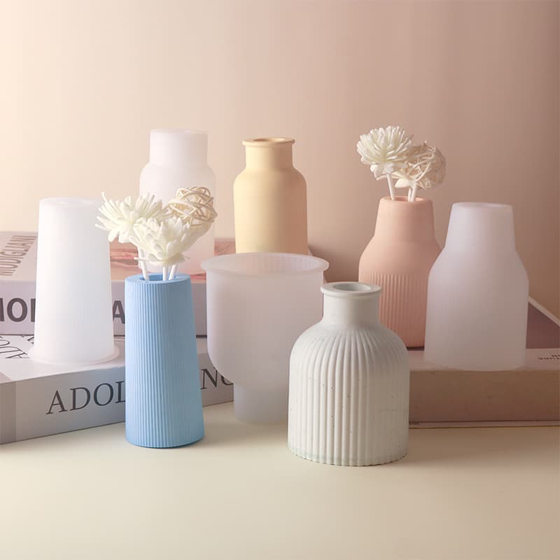 Sweet Silicone DIY Resin Mold Nordic Light Luxury Striped Fresh Resin Vase Silicone Mold Cross-border