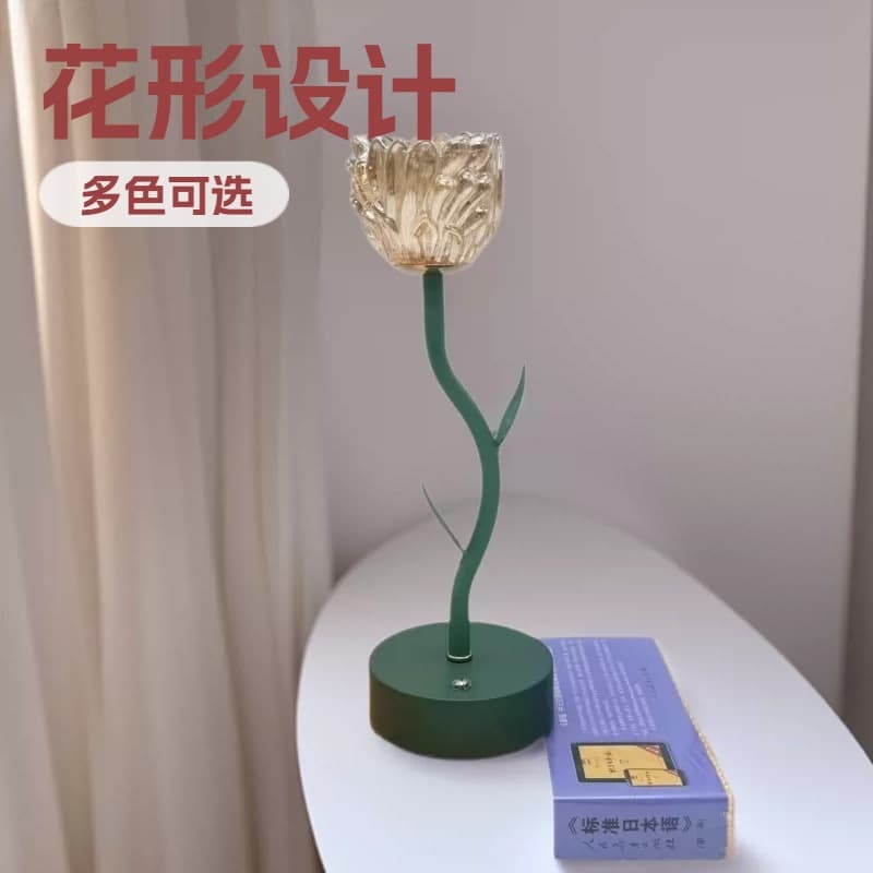 USB Touch Switch Tulip Lamp Crystal Table Lamp LED Home Decoration Ambient Night Light Glass Lily of the Valley Lamp