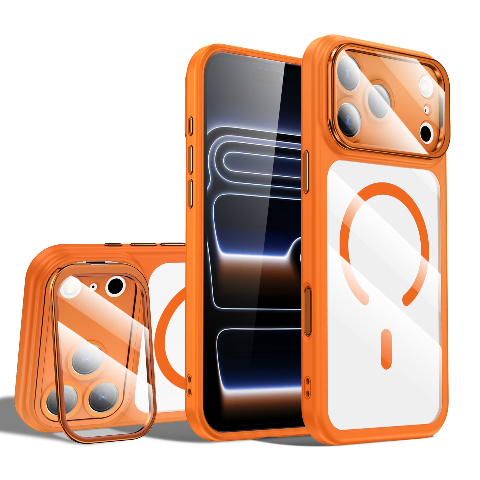 Compatible with iPhone 18 Pro Max Bracket with Lens Film Case, iPhone 15 Pro Dustproof Scratchproof Drop-proof Magnetic Protection
