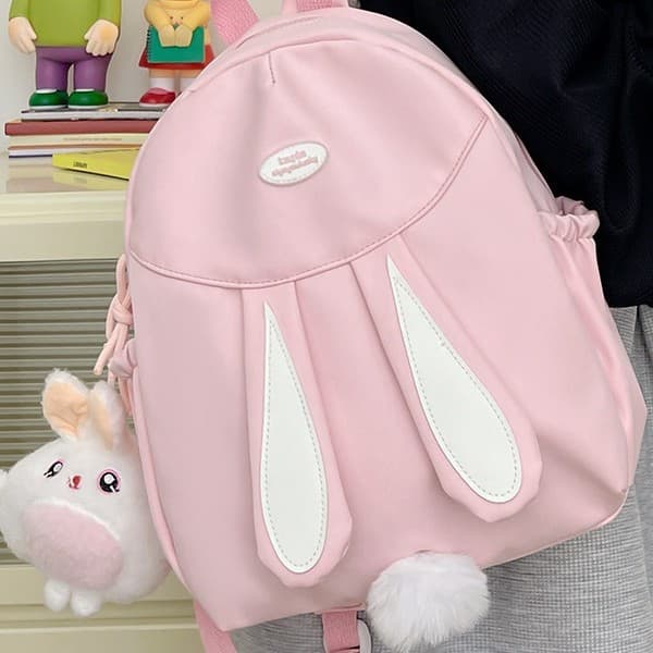 Cute Girls Backpack for Middle and High School Students, Simple and Versatile New Style with Little Rabbit Design, Trendy Elementary School Backpack