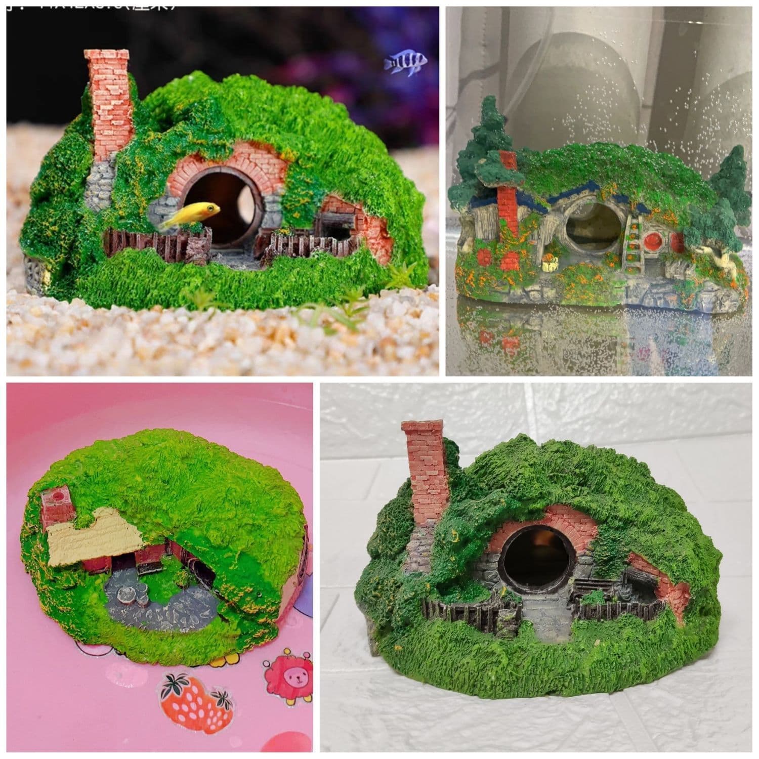 [90% Positive Feedback Rate] Hollow House Aquarium Resin Grass House Flower Special Offer Fish Tank Landscaping Artificial