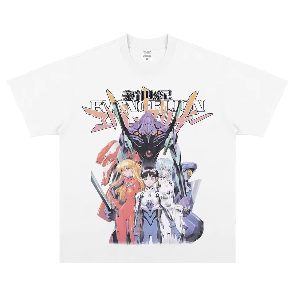 2026 Neon Genesis Evangelion EVA Printed Short Sleeve T-Shirt Men's and Women's T-Shirt Men's Top Sports T-Shirt Original