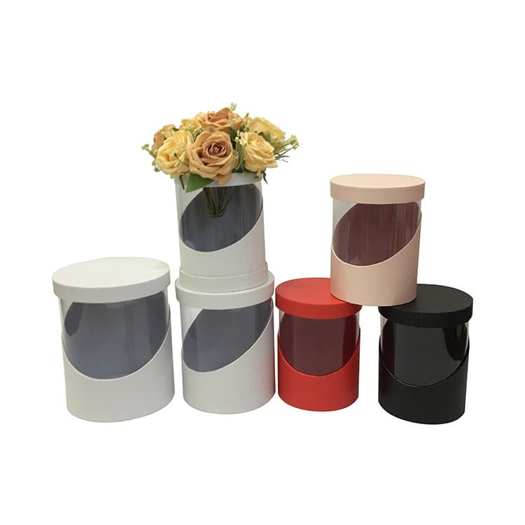 Transparent PVC round Three-in-One Simple Fresh Flower Birthday Gift Box Hug Bucket Flower Box Birthday Gift Box