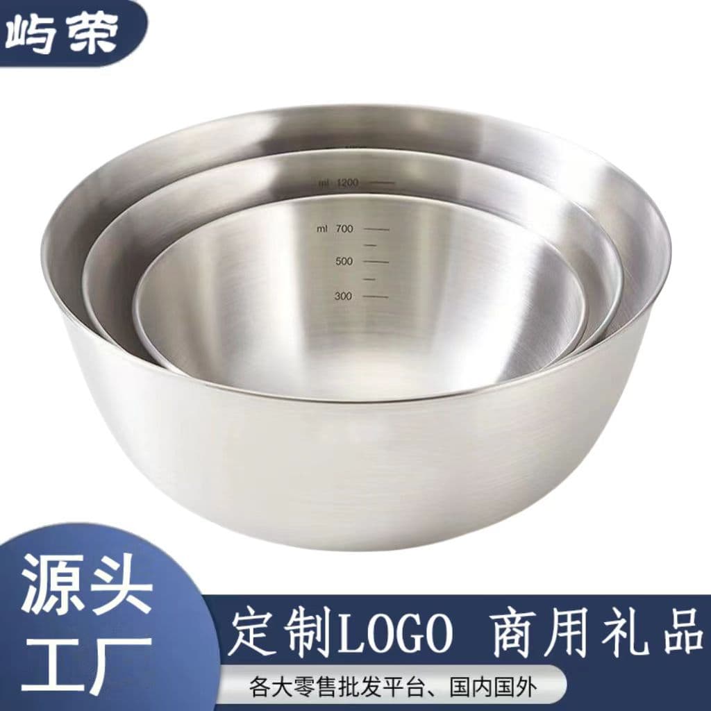 Thickened Stainless Steel Salad and Ramen Bowl, Korean-style with Measurements, Multipurpose for Egg Beating and Dough Mixing