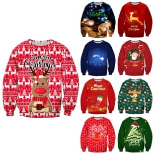 2025 Cross-Border Sweatshirt Christmas Holiday Tunic Loose Pullover Printed Christmas Sweatshirt Men's No Hood Trendy POD