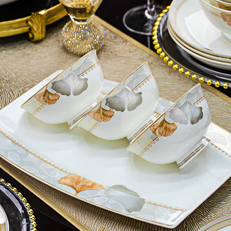 Jingdezhen Ceramic Dinnerware Set Bowls and Plates Luxury High-End Feel New Style Hotel Ceramic Plates