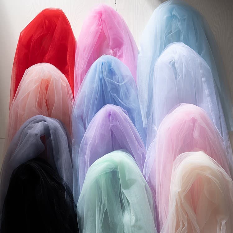 Ins Fairy Mist Tulle Fabric Soft Handmade DIY Solid Color Lace Veil Transparent Sheer Clothing Fabric