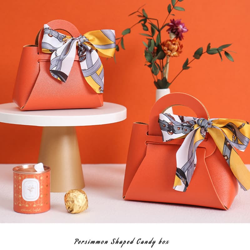 Leather Candy Box Wholesale, Ins Style Candy Box Packaging, Leather Candy Bag, Wedding Gift Box with Premium Handle