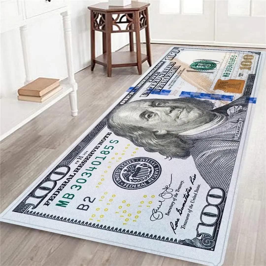Amazon Temu Dollar Bill Bedside Rug Bedroom Creative Money Rug Living Room Sofa Rug Bay Window Mat