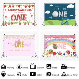 Amazon Cartoon ONE Theme Photography Backdrop Children's Birthday Party Banner Vinyl 5x3ft