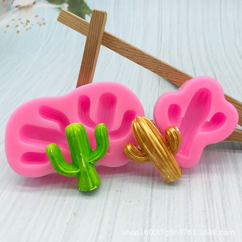A Variety of Cactus Fondant Chocolate Molds, Forest-Themed Plant and Succulent Cake Decorating Tools, Chocolate Molds