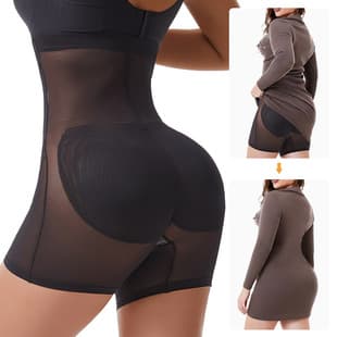 Shapewear Pants Women Breathable High-Waist Tummy Control Butt Lift Padded Hip Enhancer Hip Widening Boy Shorts Waist Cincher Plus Size Body Shaper